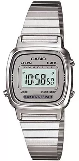 Reloj Casio La670wa-7d Plateado Vintage Digital - Original