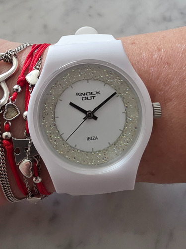 Reloj Knock Out Dama Malla De Silicona Modelo Ibiza Blanco Blanco 721