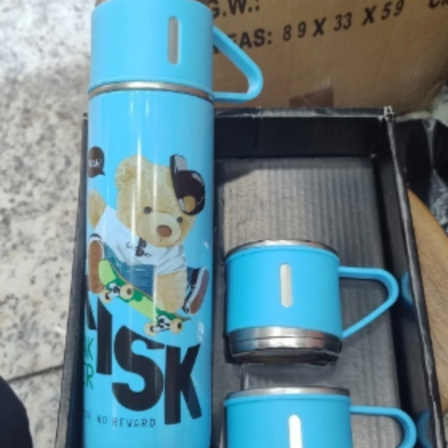 Kit Garrafa Térmica Urso Com Xicara