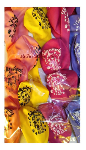 Paw Cachorra Skye Rosa Paq 100 Globos Serigrafiados 23 Cms