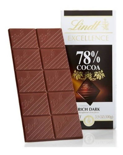 Lindt Excellence Chocolate Amargo 78% Cocoa Barra 100g Cacao