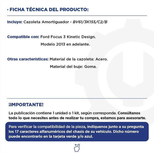 Imagen 2 de 9 de Cazoleta Amortiguador Ford Focus 3 13+ Original
