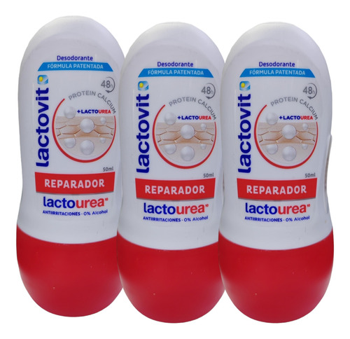 Pack X 3 Lactovit Desodorante Roll-on Reparador Lactourea