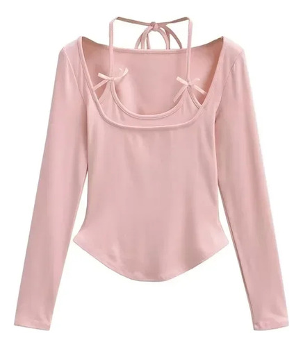 Top Halter Con Lazo, Corte Ajustado, Fibra De Viscosa