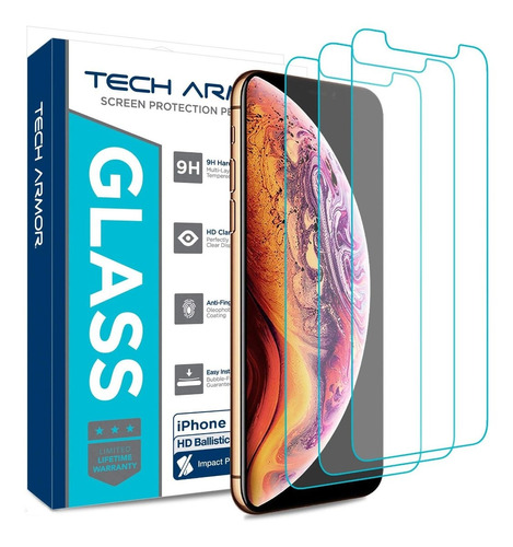 Vidrio Templado Para iPhone XS/x [3 Un.] Tech Armor