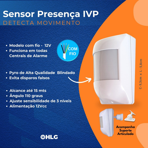 Sensor De Presença Ivp Com Fio Universal