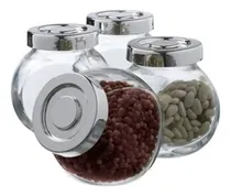 Comprar Set Especieros X4 De Vidrio C\u002Ftapa 2 Posiciones Color Vidrio Tapa Metalizada