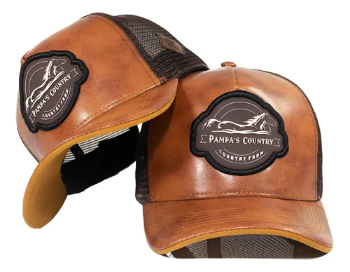 Boné Trucker Telinha Country Couro Lançamento Pampa's