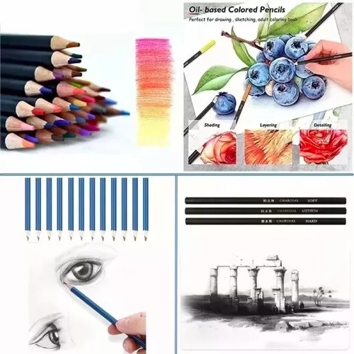 Kit De Lápices De Dibujo Y Boceto Malubero Multicolor Con Accesorios 145  Piezas