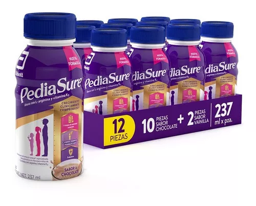 Pediasure Caja 12 Botellas 237ml (10 Chocolate Y 2 Vainilla) Sabor Chocolate