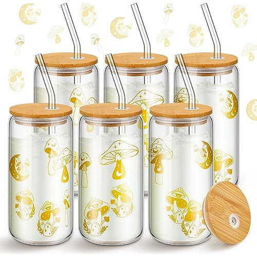 Mifoci 6 Pcs Copas De Vidrio Gótico 16 Oz Luna Y Sol Crzni