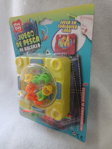 Juego De Pesca De Bolsillo Juguete Play Day 2 Cañas Amarillo