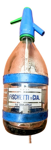 5 Sifones De Vidrio .cabeza De Plastico.fischetti 1 L. Retro Vidrio Y Plastico (Usado)