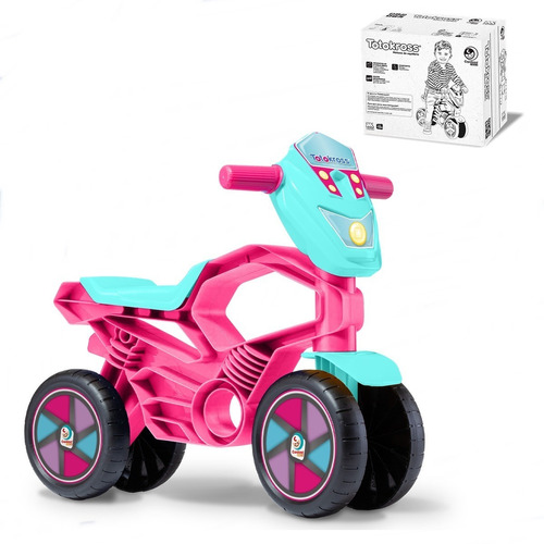 Bicicleta De Equilíbrio 4 Rodas Sem Pedal Totokross Rosa