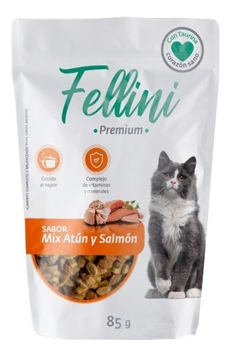 Alimento Humedo Para Gatos Mix Atun Y Salmon 85 Gr Fellini