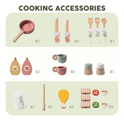 Juego De Cocina De Madera Robud Con Parrilla Y Accesorios