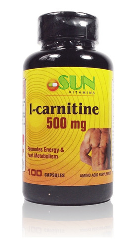 L- Carnitina Sun Vitamins 500mg 100 Cápsulas