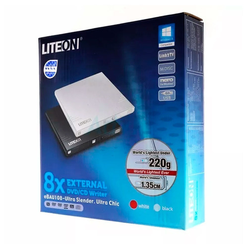 Lite On Quemador Writer Dvd Externo Usb 8x Slim Ebau108