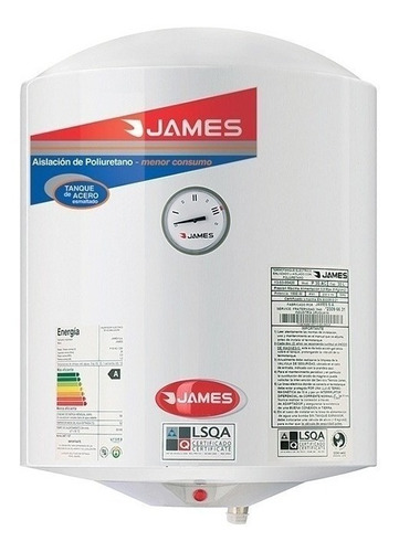 Termotanque James Cilíndrico Acero 30 L Blanco 230v