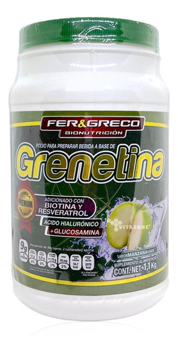 Grenetina Hidrolizada Biotina Glucosamina Manzana Vde 1.1 Kg