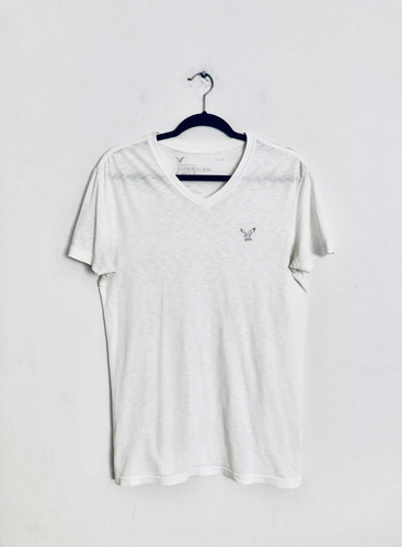 Playera American Eagle Blanca Cuello En V Con Logo