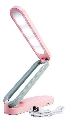 Lámpara de mesa plegable recargable con luz superior, color rosa