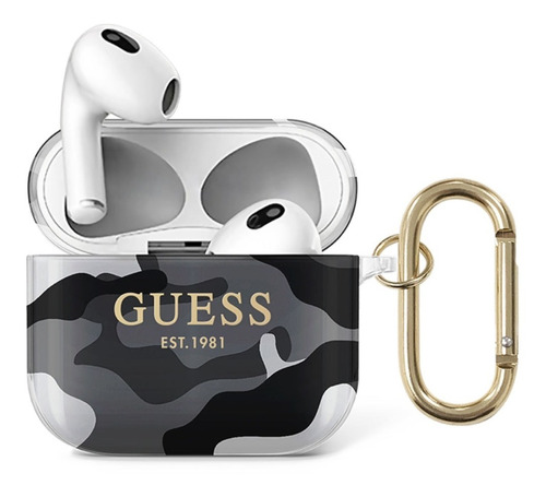 Case Guess Diseño Camuflaje Negro Tpu - AirPods 3