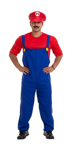 Fantasia Mario Bros Adulto Masculino + Quepe + Bigode