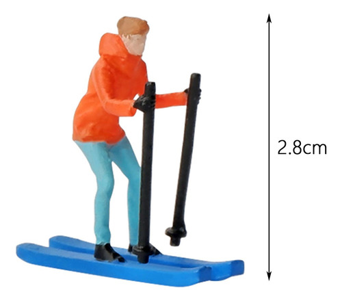 Figura De Esquiador, Accesorios De Esquí, Naranja Naranja