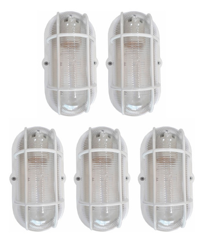Kit 5 Luminária Arandela Tartaruga Externa Com Grade E-27
