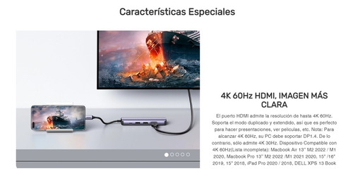 Hub Ugreen Usb-c 5 En 1 - 2 X Usb 3.0 - 1 X Hdmi - 1 X Rj45