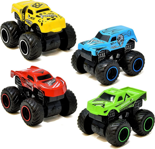 Monster Trucks For Boys Inertia Powered 4 Wheels Diecas...