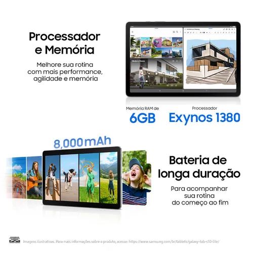 Tablet Samsung Galaxy Tab S10 Lite 5g, 256gb, 8gb Ram, Tela 10.9 , S Pen E Capa Smartbook Cover Inclusas Cinza