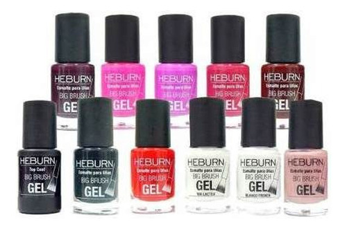 Kit 11 Esmaltes Uñas Heburn Gel Sin Cabina Manicuría Manos 