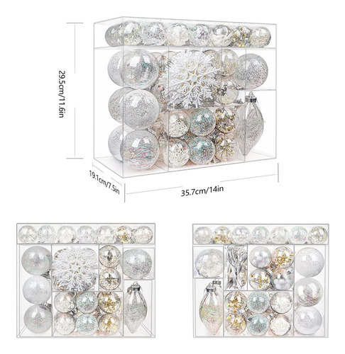 Paquete De Adornos Para Arbol De Navidad Color Blanco 8 Pcs