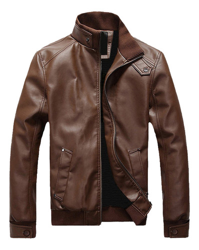 Chamarra Para Hombre, Invierno, Piel, Motociclista, Con Crem