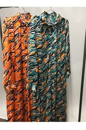 Vestido Camisero Con Botones Hasta El Piso Kimono