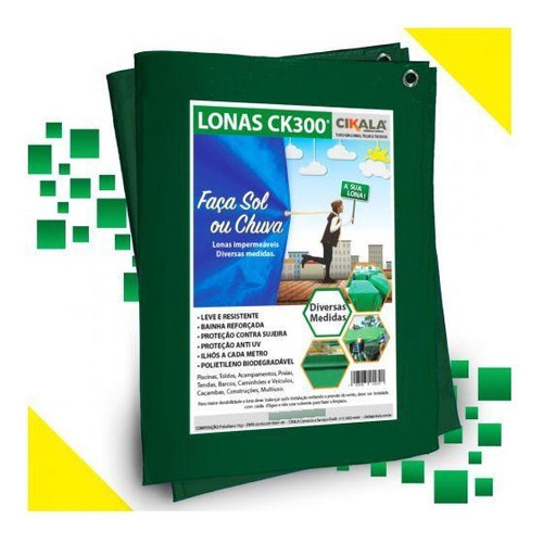 Lona Barraca De Feira Verde Ck 300 Micras Impermeável 5x3 M