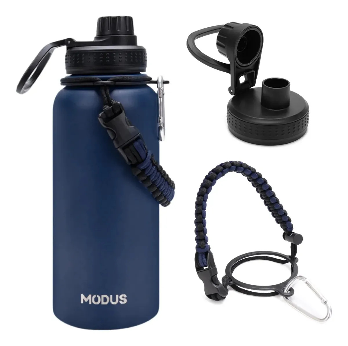 Garrafa Térmica 950ml Com Alça Aço Inox 304 Boca Larga Cor Azul-escuro