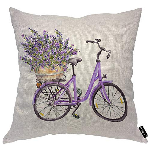 Funda De Almohada De Bicicleta De Color Violeta Flores ...