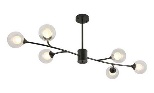 Plafon Colgante Branches 6 Luces Negro Vidrio Apto G9 Cie