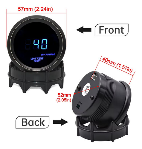 Medidor Temperatura Digital Automotriz+ Adaptador32mm+ Base