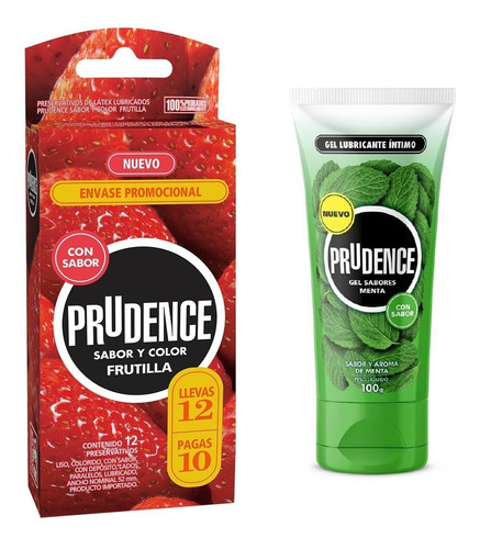  Preservativo + Gel Lubricante Prudence Frutilla X 12