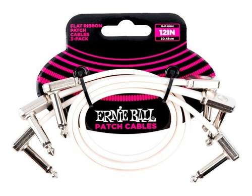 3 Cables Ernie Ball De Audio 30.48cm, Blanco Ang./ang. 6386