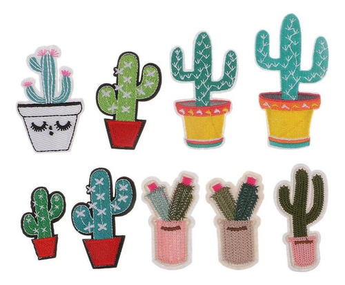 9 Piezas Parches De Cactus Bordados Diy Hierro En Coser