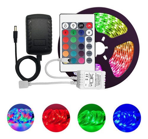 Imagen 3 de 4 de Tira Luces Led Rgb Con Transformador Exterior Autoadhesivas