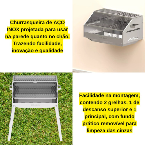 Churrasqueira À Carvão Parede Chão Desmontável Churrasquinho