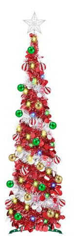 Árbol Navideño Pop Up 5 Ft Con Luces Led Multicolor Y 25 Ado