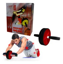 Comprar Rueda Abdominal Antiderrape Para Ejercicio Slim Company Gym En Casa Dos Llantas Con Tapete Color Rojo