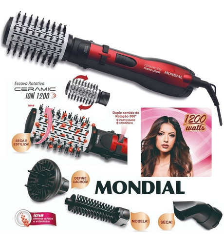 Imagem 4 de 9 de Escova Rotativa Giratória Elétrica De Cabelo Ceramic 1200w
